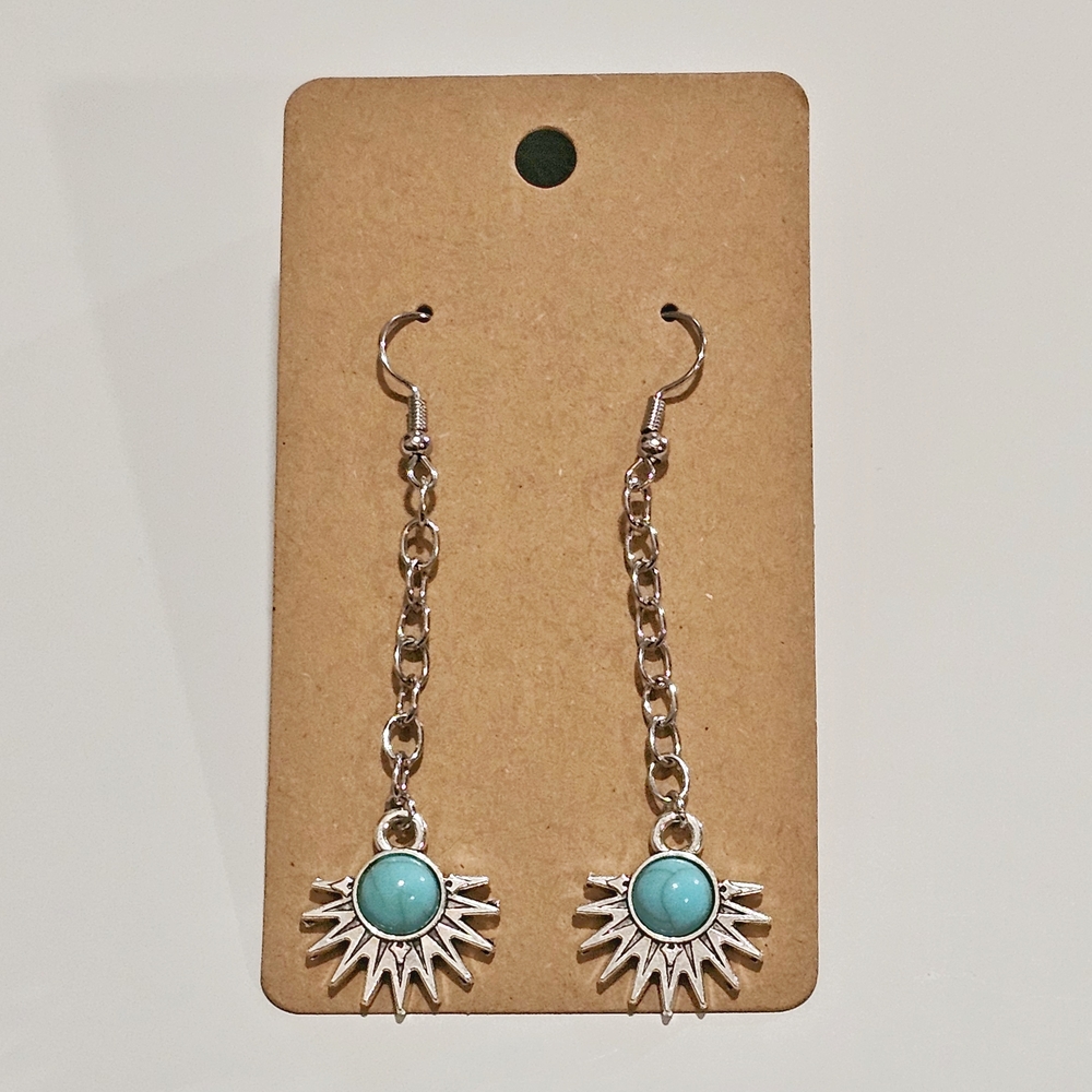 Silver and Turquoise Sunburst Earrings
